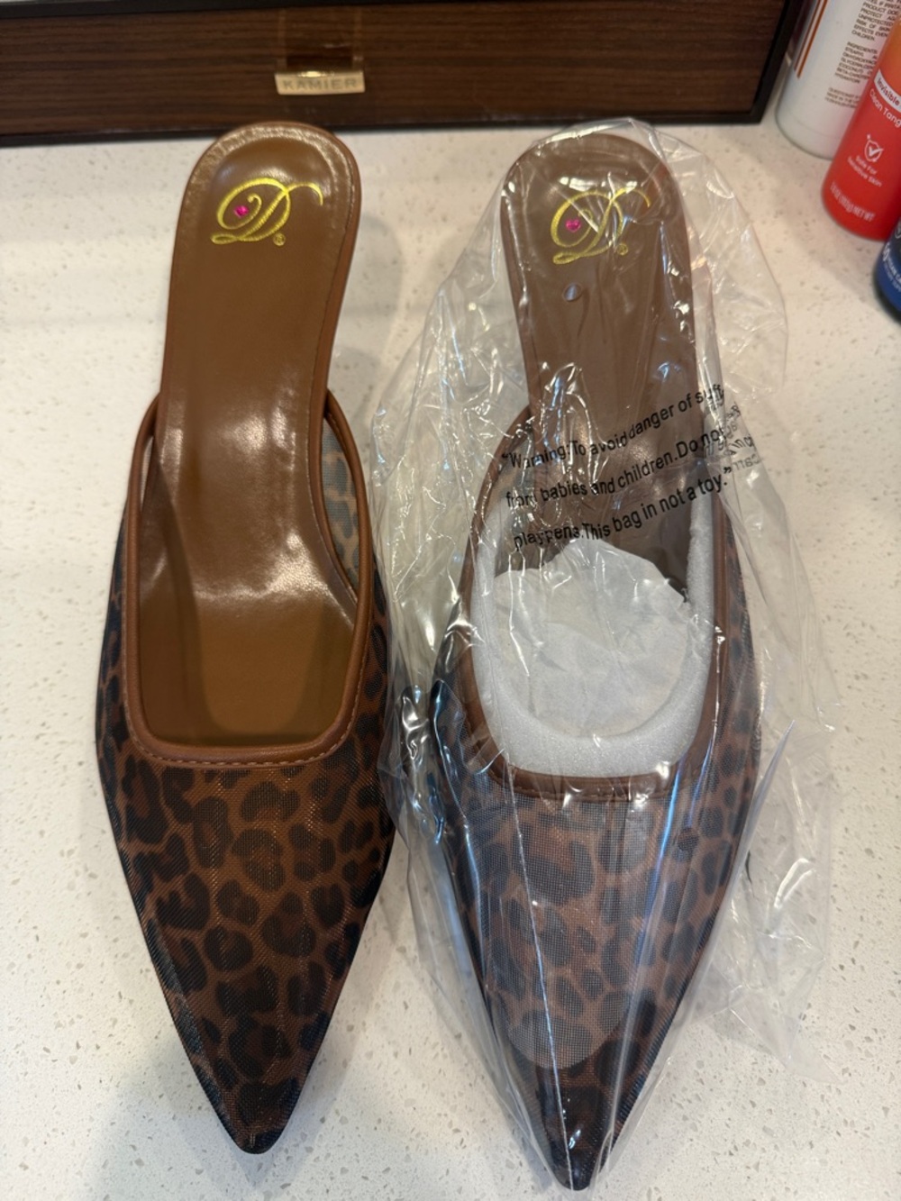 Leopard Print Pointed Mule - Brown Leopard